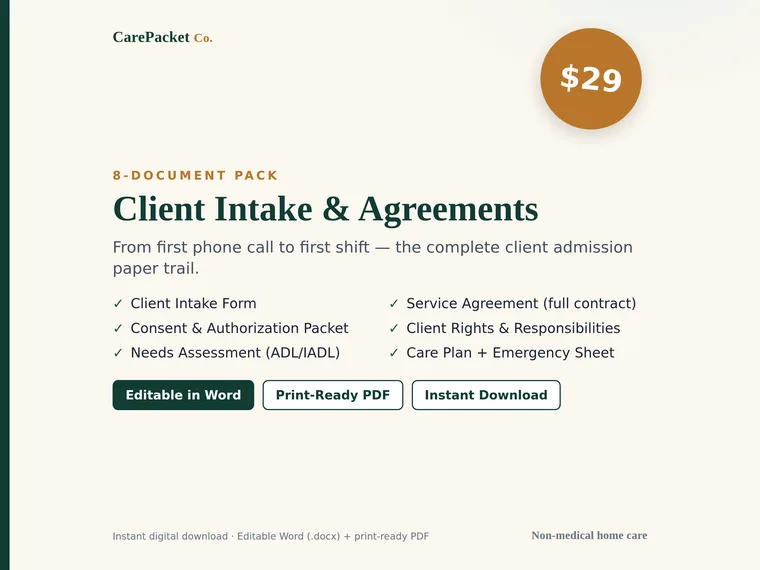Client Intake & Agreements Pack preview